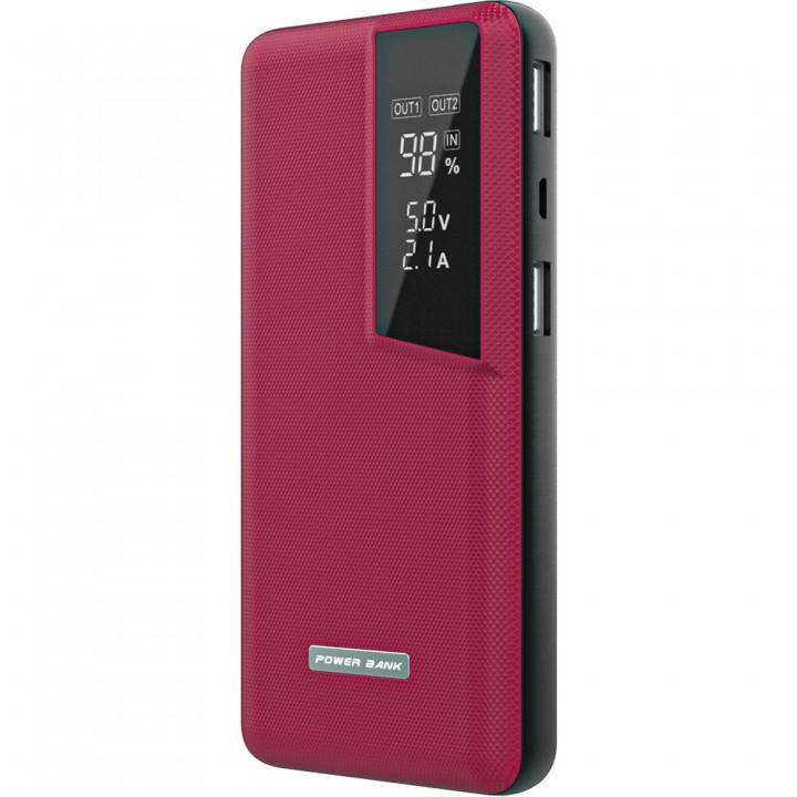 Kırmızı Kauçuk Gövdeli 13000 mAh LCD Göstergeli Promosyon Powerbank